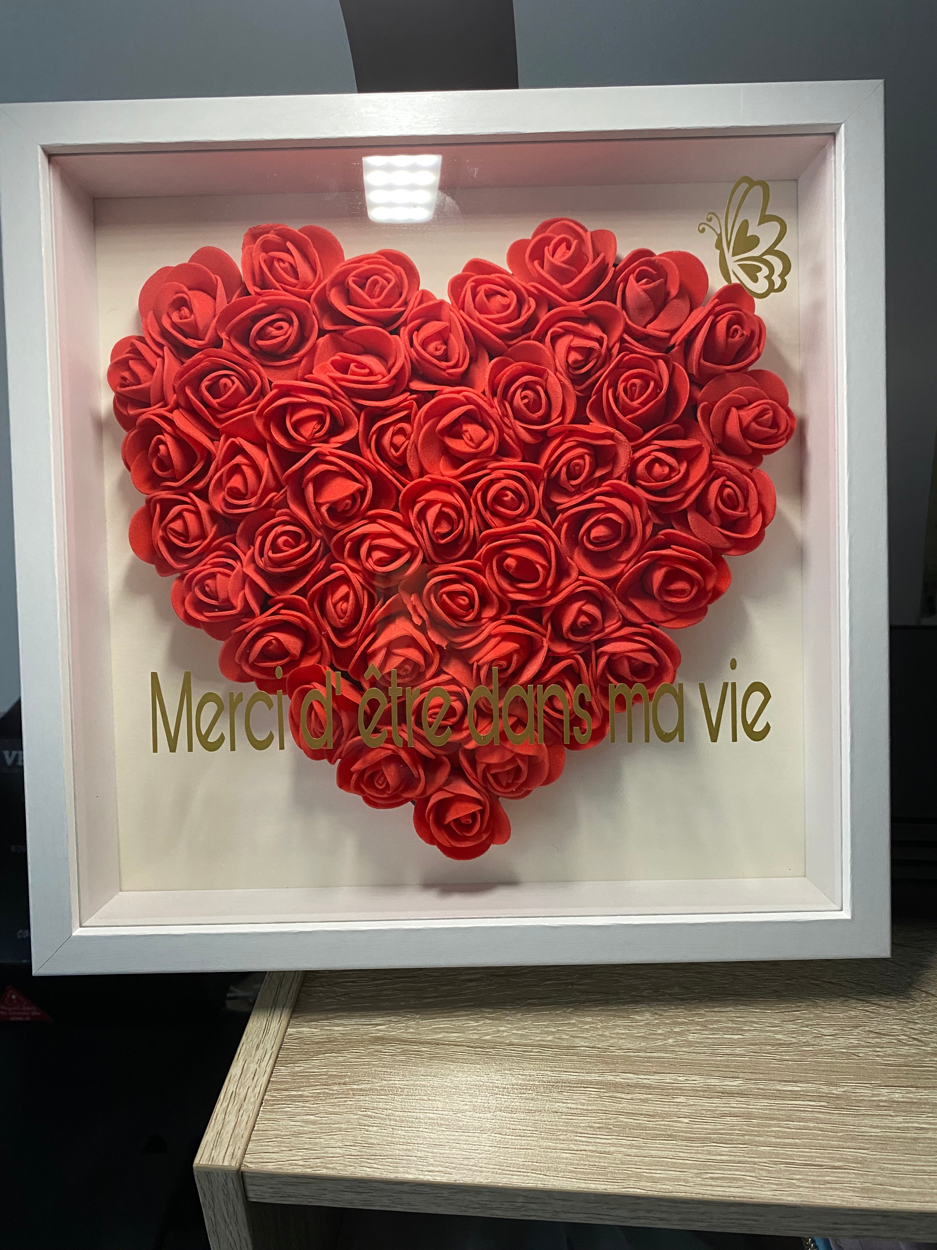 Cadre « Cœur en Fleurs Rouges » – Saint-Valentin