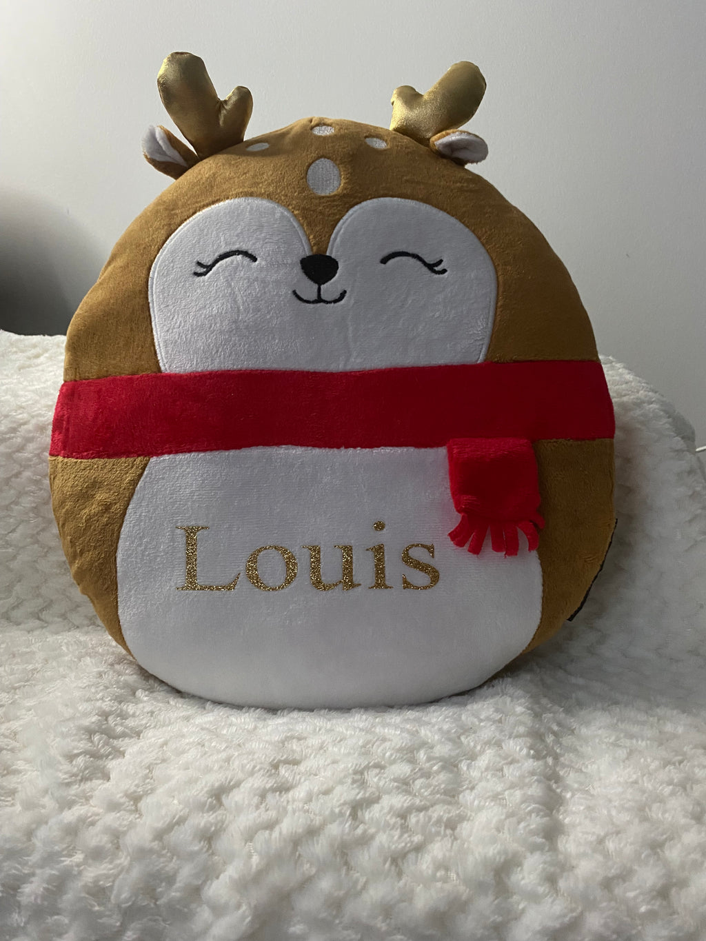 Coussin Renne de Noël personnalisé