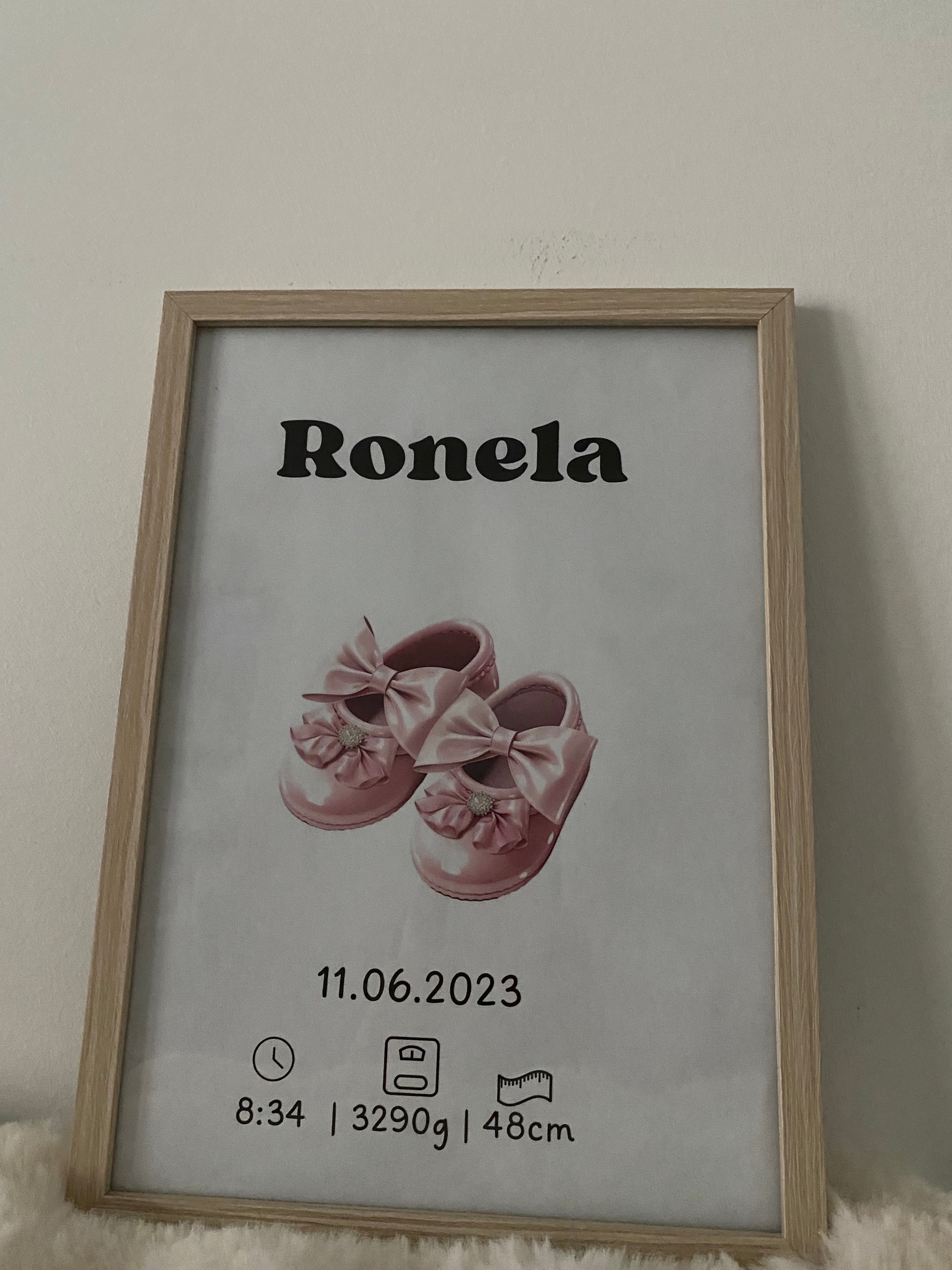 Affiche de naissance personnalisée – Chaussures roses