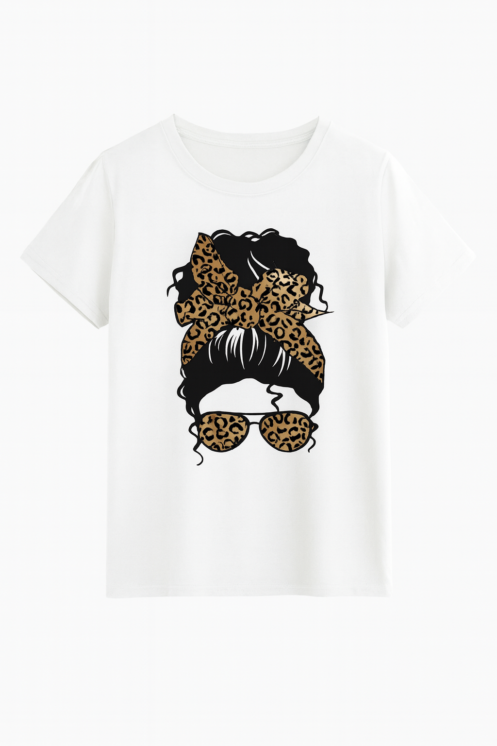 T-shirt blanc motif léopard