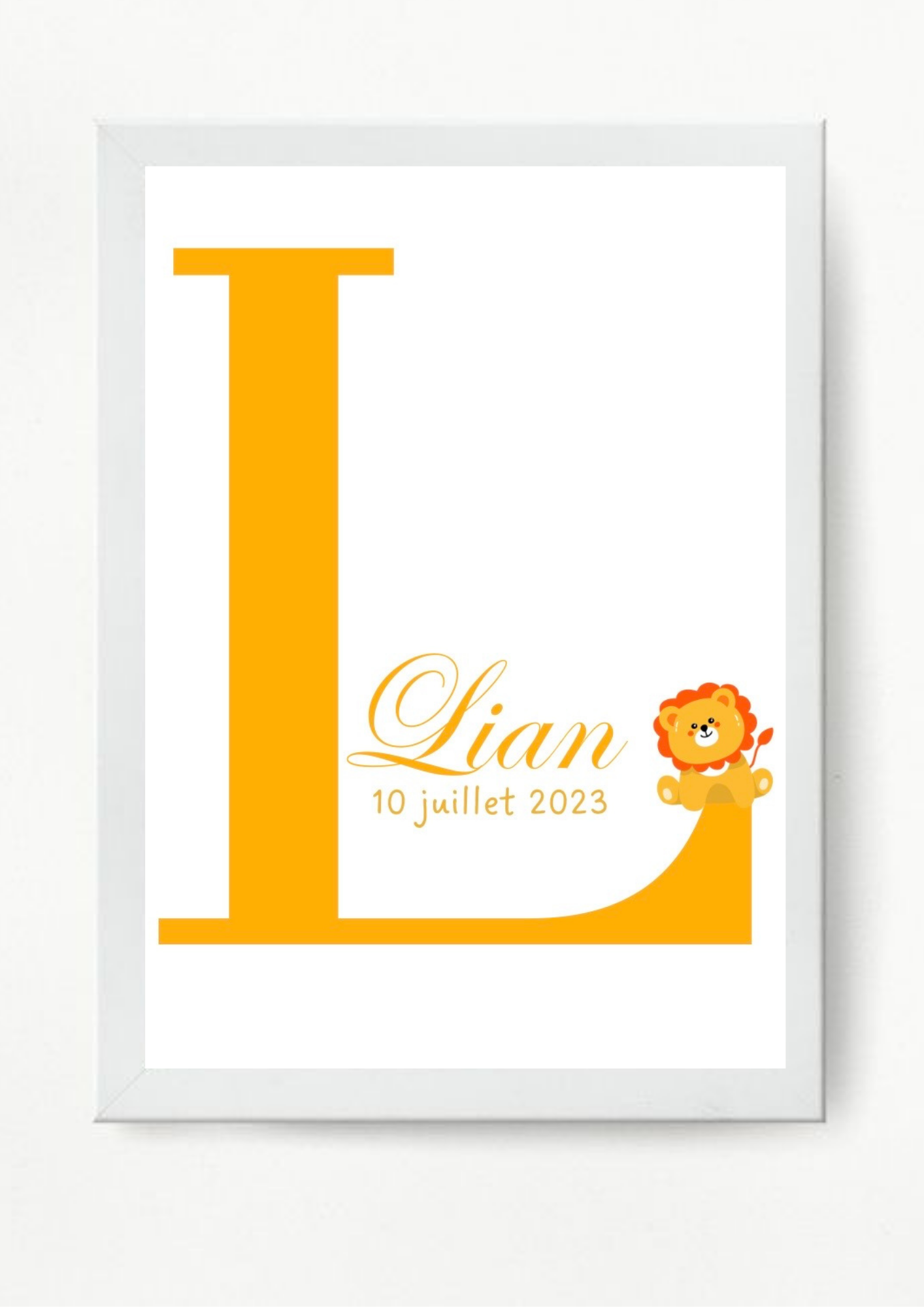 Affiche personnalisée – Lettre initiale Prénom & petit lion