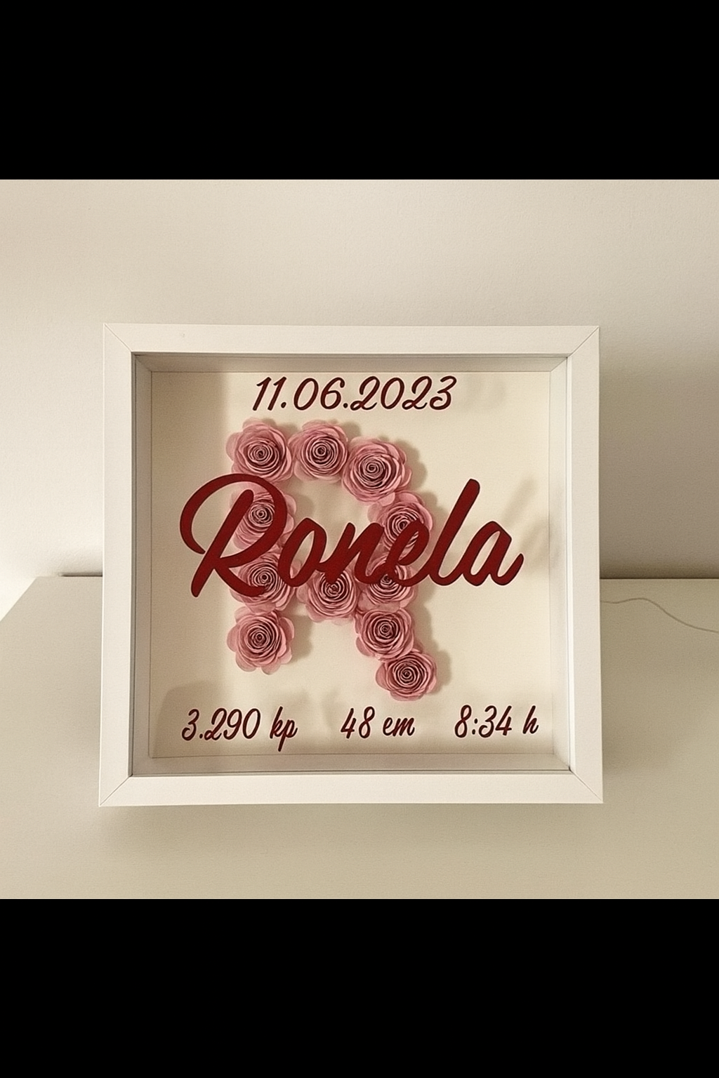 Cadre personnalisé avec lettre florale – Un souvenir unique et éternel