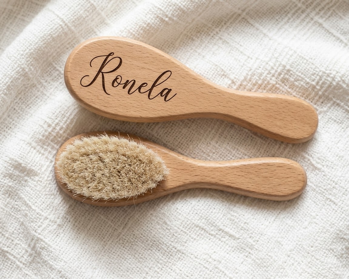 Brosse bébé personnalisée en bois