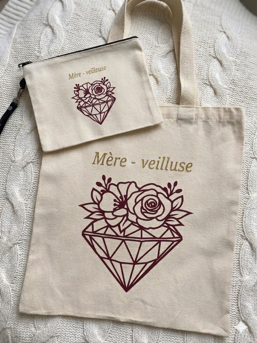 Tote Bag et Pochette assorti Mère-veilleuse
